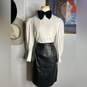 Vintage Winlit Black Leather Pencil Skirt